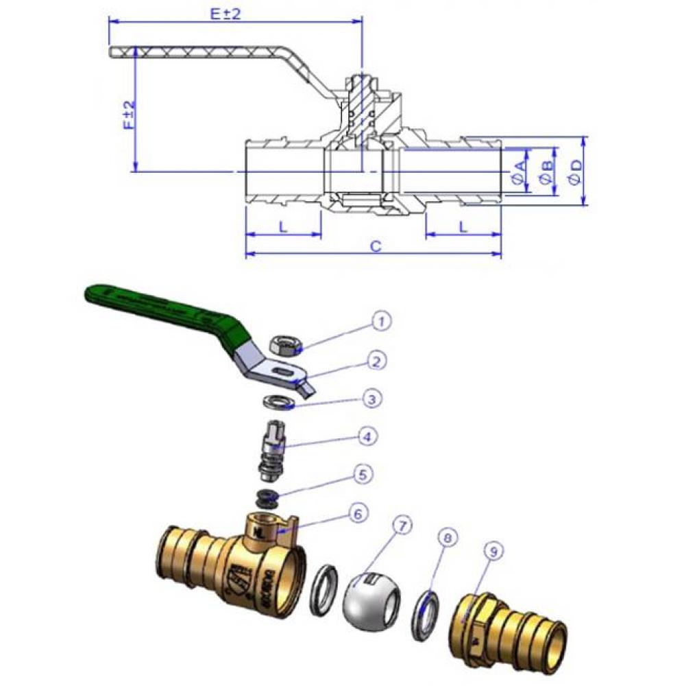 LEAD FREE 3/4''PEX X 3/4''PEX COLD EXPANSION RB FULL PORT BALL VALVE