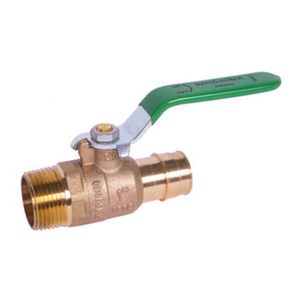 LEAD FREE 1'' MNPT X 1'' PEX COLD EXPANSION FULL PORT BALL VALVE