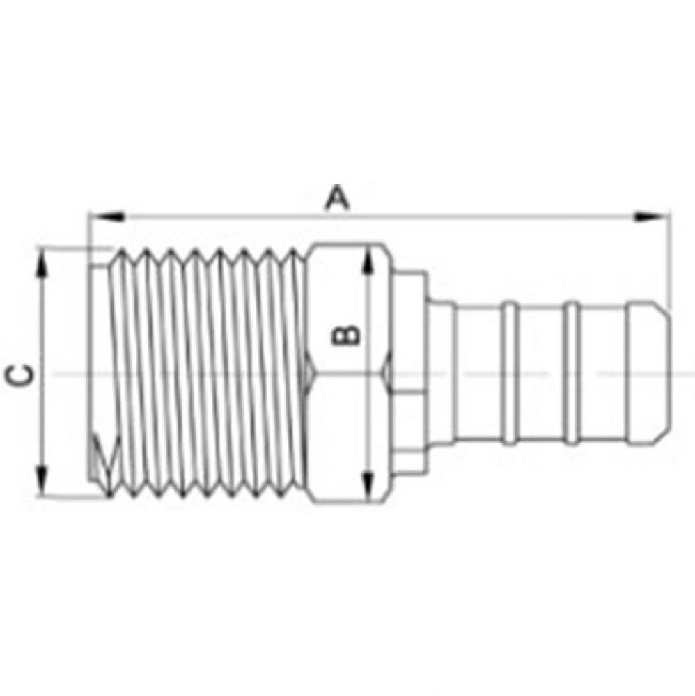 1/2'' PEX BARB X 1/2'' IP MALE ADAPTER POLY PEX