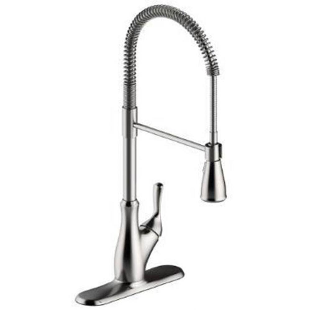 Single Handle Ss Industrial Spring Neck Faucet, Ceramic Cartridge, Integrated Supply Lines, 1 Or 3