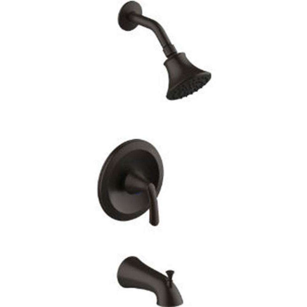 Sgl Hndle Oil Rub Brnz Tub/Shower Trim, Metal Slip On Diverter Spout, Metal Lever Hndle, Showerhea