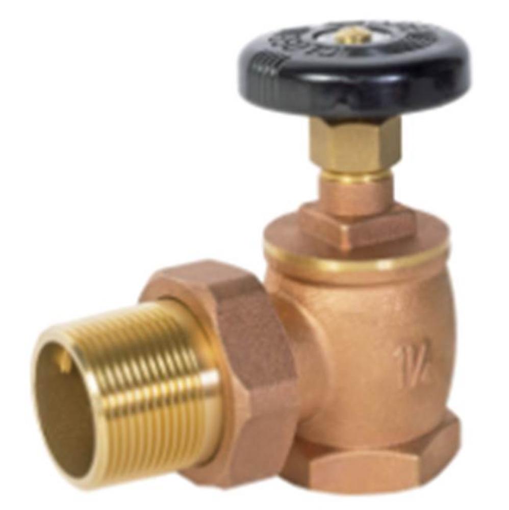 1'' BRASS STEAM RAD ANGLE VALVE ECONOMY PATTERN NOT FOR POTABLE WATER
