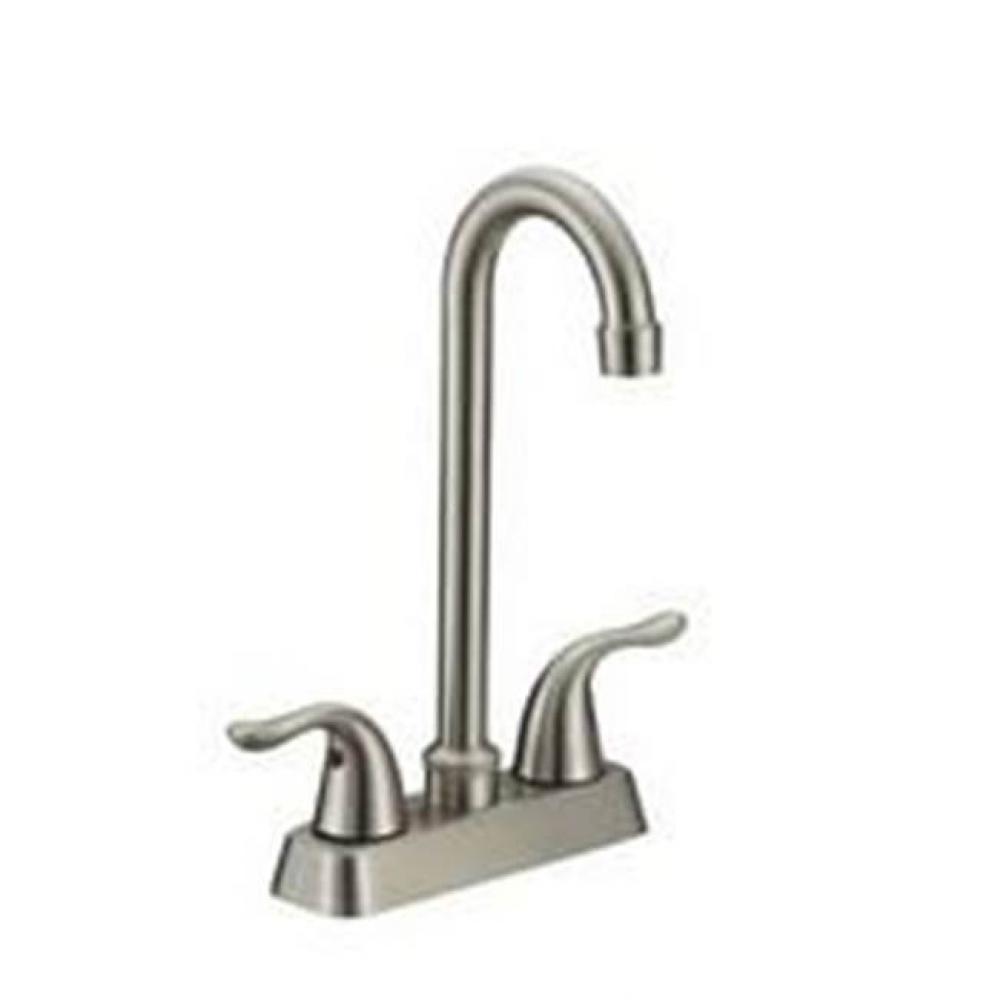 2 Handle Ss Bar Faucet, Metal Lever Hndl, Goose Neck Spout, Ceramic Cartridge