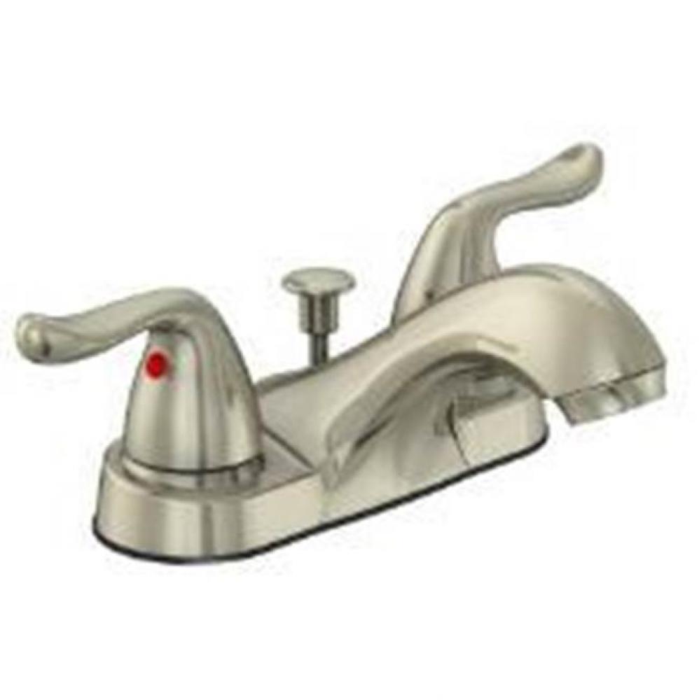 2 Handle Brushed Nickel 4'' Lav Fct, 50/50 Popup And Washerless Cartridge Job Pack