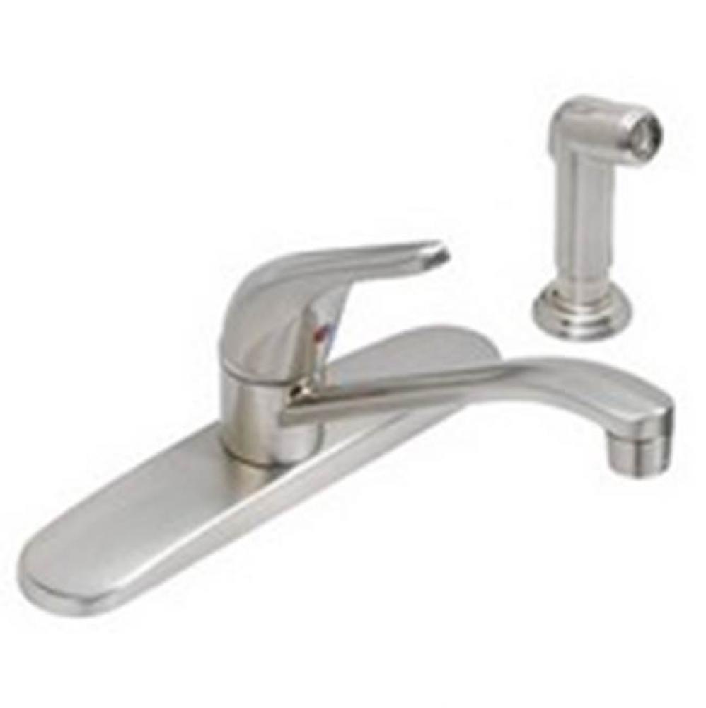 8'' Single Lever Deck Faucet W/Brushed Nickel Spray Solid Lever Handle-Euro Design Satin