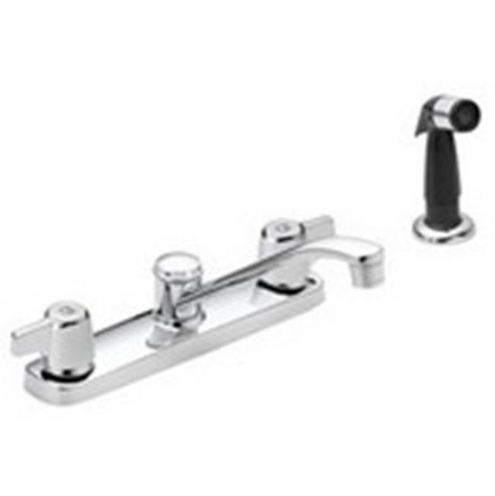 8''Deck Fct-Washerless-Metal Handles W/Spray-Euro Design