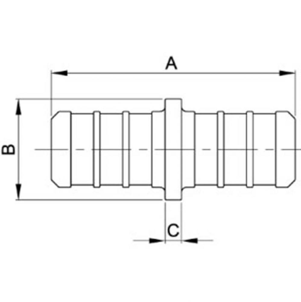 1/2'' X 3/8'' PEX COUPLING POLY PEX