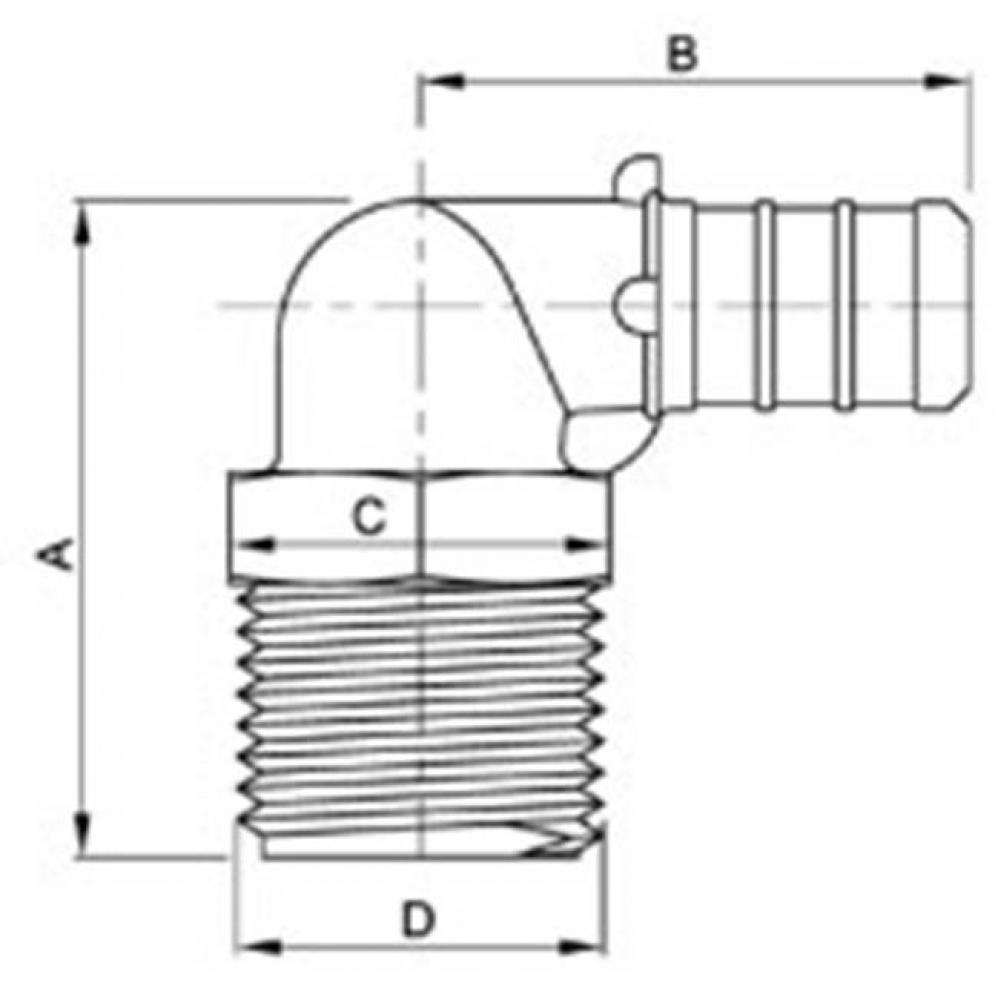 1/2 PEX X 1/2'' MALE IP ELBOW POLY PEX