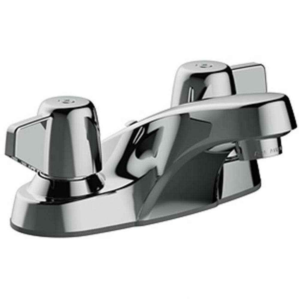 Two Handle 4'' Centerset Lavatory Faucet, Quick Mount Installation, Less Pop-Up, Washerl