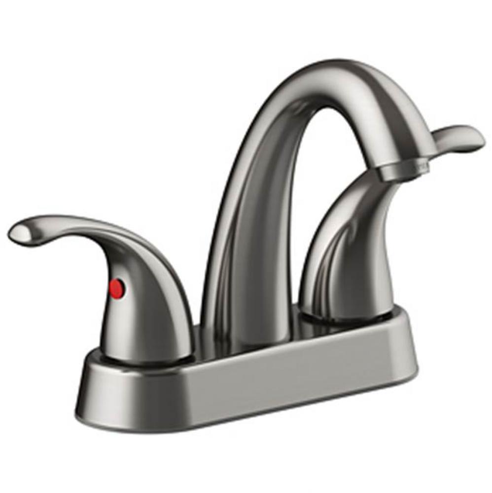 Two Handle High Arc 4'' Centerset Lavatory Faucet, Quick Mount Installation, 50/50 Push