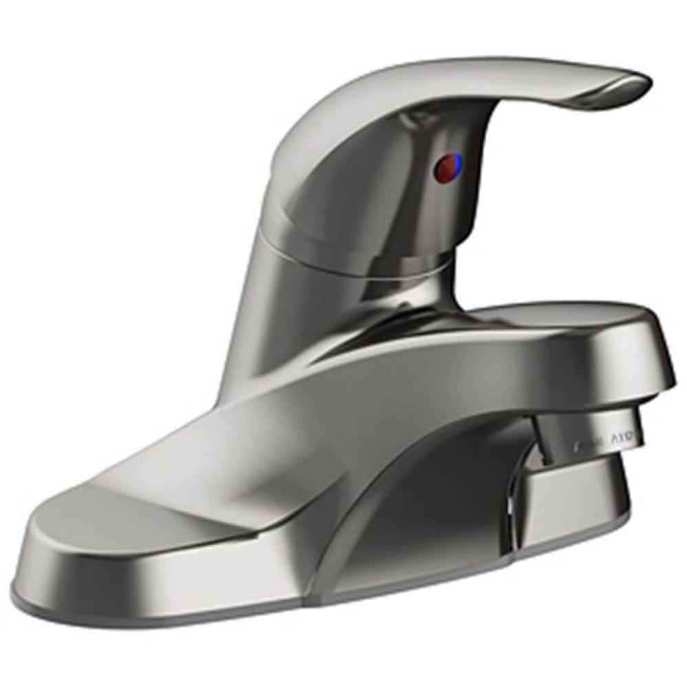 Single Handle 4'' Centerset Lavatory Faucet, 50/50 Push Pop-Up, Washerless, 1.2 Gpm, Bru