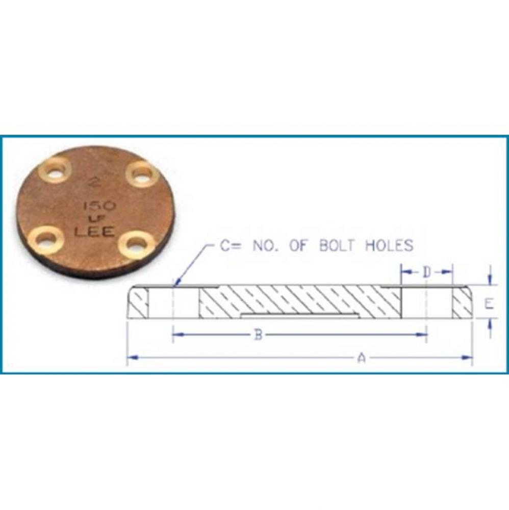 2'' 150No. Lead Free Domestic Bronze Blind Flange L/Hub