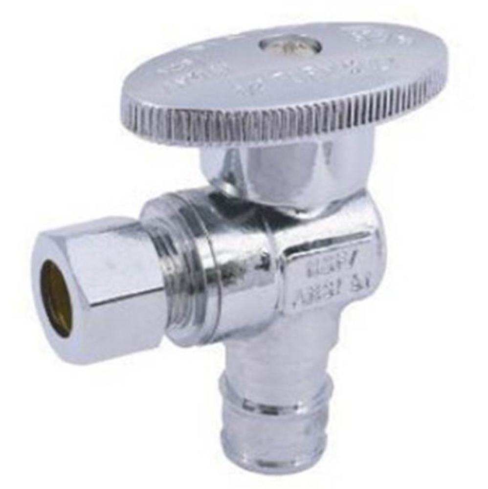 1/2'' PEX (F1960) X 3/8'' OD COMPRESSION, ANGLE STOP VALVE, CP, 1/4 TURN