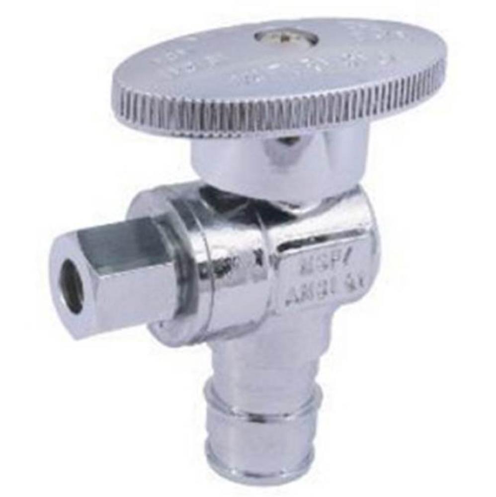 1/2'' PEX (F1960) X 1/4'' OD COMPRESSION, ANGLE STOP VALVE, CP, 1/4 TURN