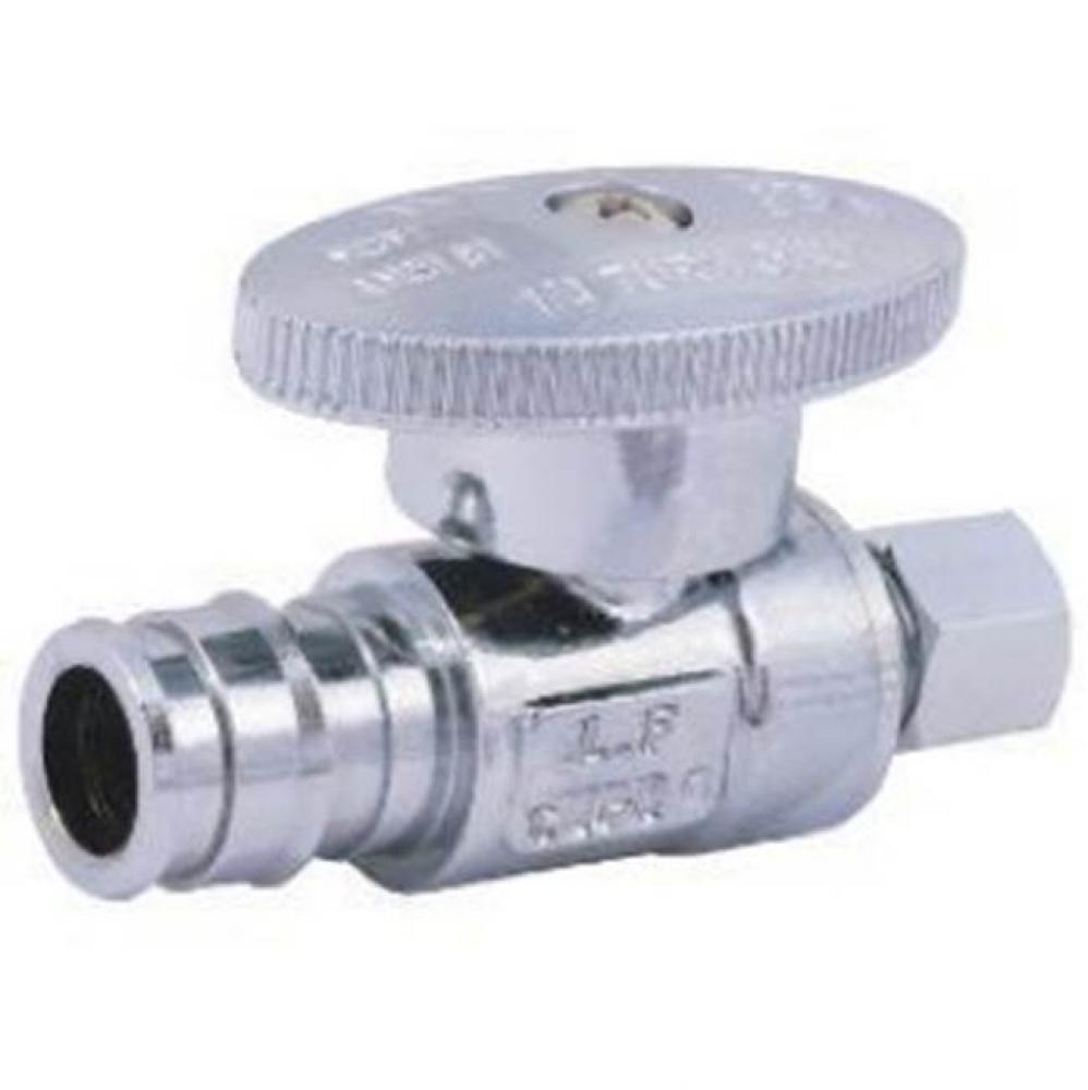 1/2'' PEX (F1960) X 1/4'' OD COMPRESSION, STRAIGHT STOP VALVE, CP, 1/4 TURN