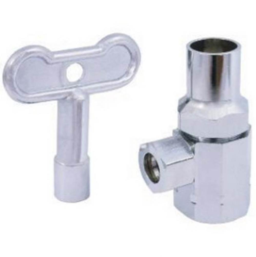 1/2'' FIP X 3/8'' OD COMPRESSION, ANGLE STOP VALVE, LOOSE KEY, CP, MULTI TURN