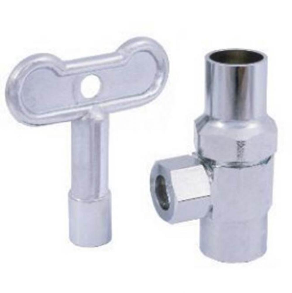 1/2'' SWEAT X 3/8'' OD COMPRESSION ANGLE STOP VALVE, LOOSE KEY, CP, MULTI-TURN