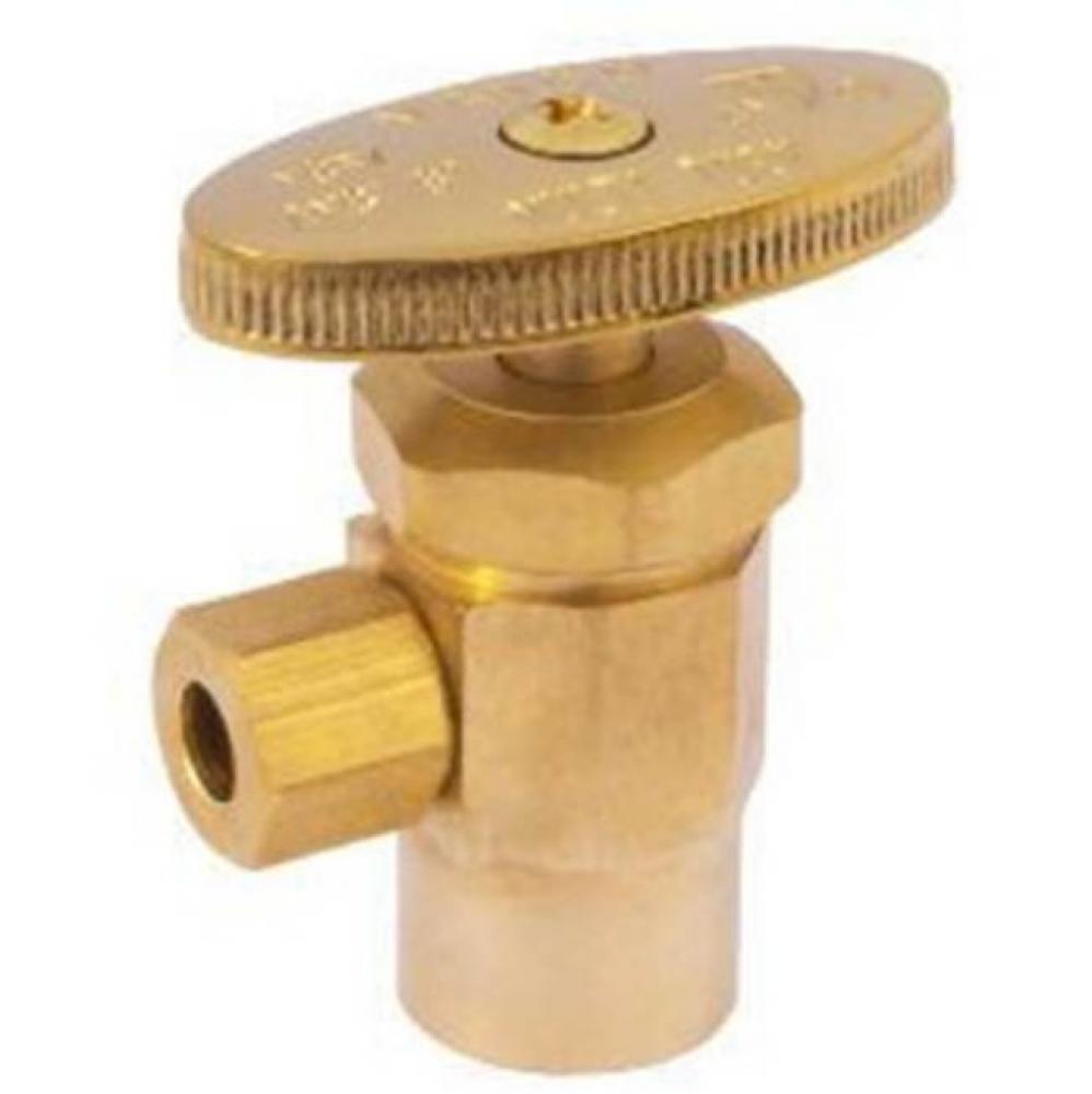 1/2'' SWEAT X 1/4'' OD COMPRESSION, ANGLE STOP VALVE, ROUGH BRASS, MULTI-TURN