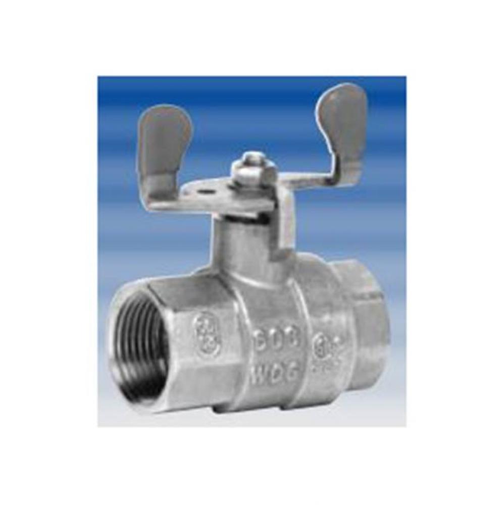 1/2''IP BALL VALVE W/STAINLESS STEEL TEE HDL F.P. 600 WOG CSA NOT FOR POTABLE WATER USE