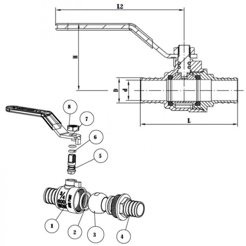 Lead Free 1/2''Pex X 1/2''Pex Rb Full Port Ball Valve Pex