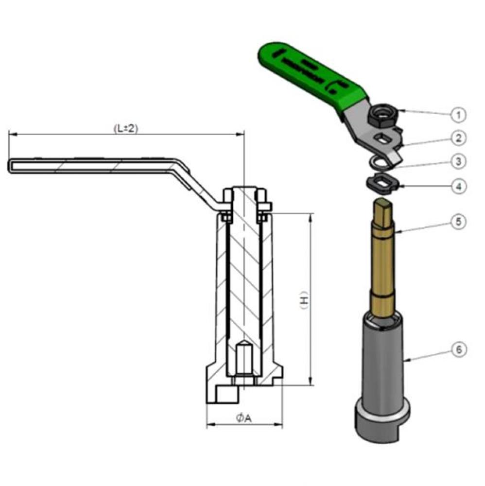 STEM EXTENSION FOR 1'' 754 F1960 PEX BALL VALVE