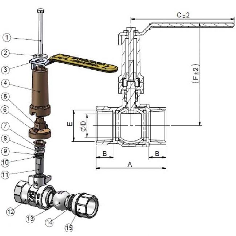 STEM EXTENSION FOR 1/2'' 759 BALL VALVE.FITS SWT,IP (STD) - GEN 2