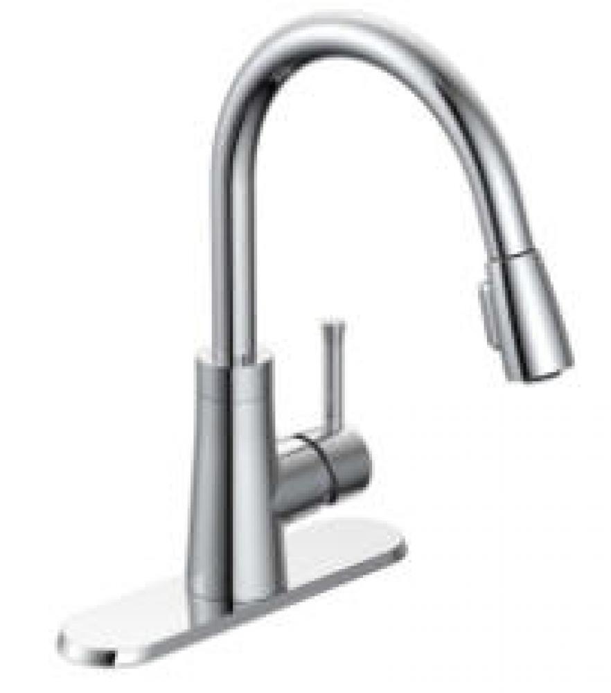Cp Single Handle Pull Down Kitchen Faucet with Lever Handle, Ceramic Cartridge With ''Tw