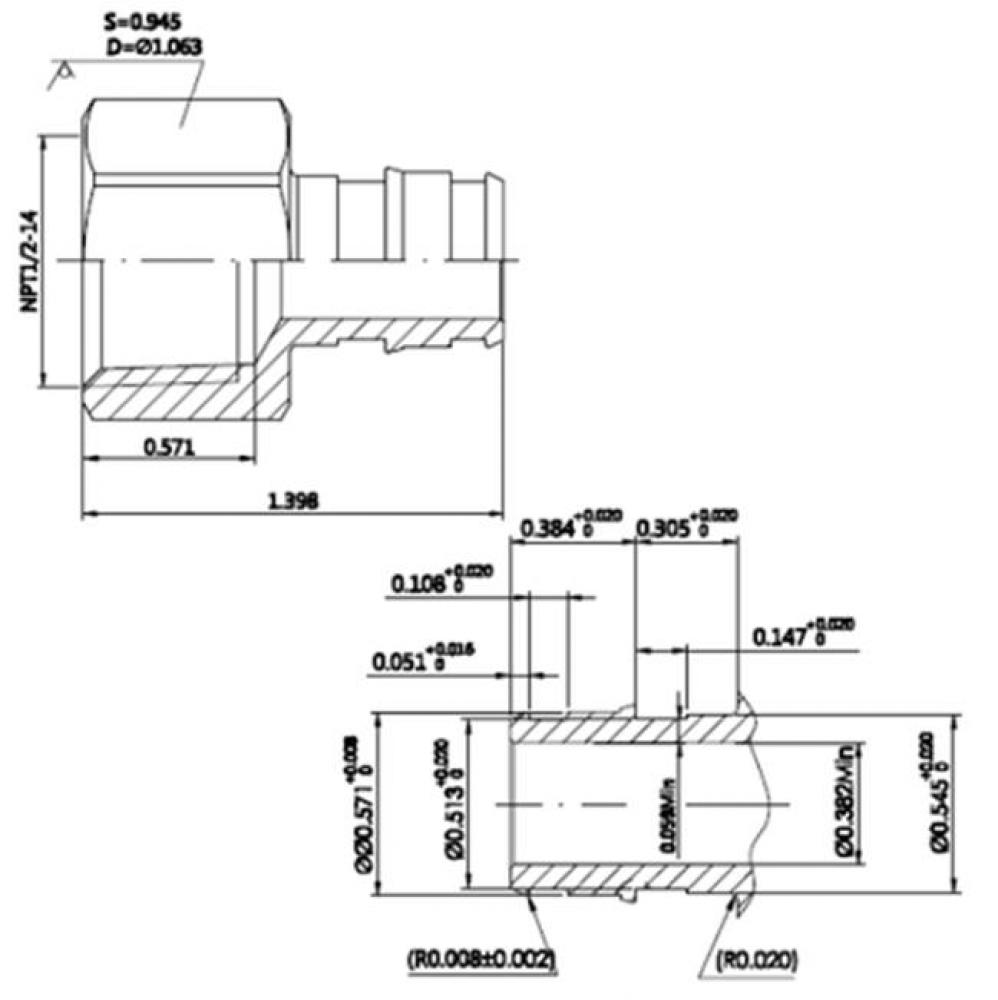 1/2'' Lead Free F1960 Pex X 1/2'' Ip   Female Adapter