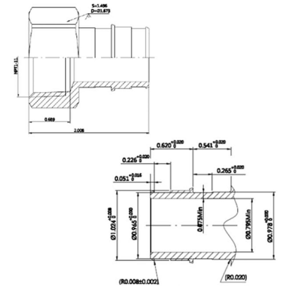 1'' Lead Free F1960 Pex X 1'' Ip       Female Adapter