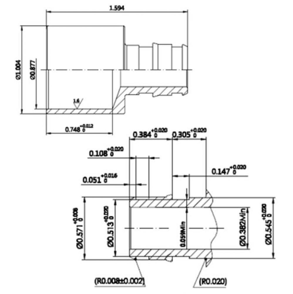 3/4'' Sweat X 1/2'' Lead Free F1960    Pex Adapter