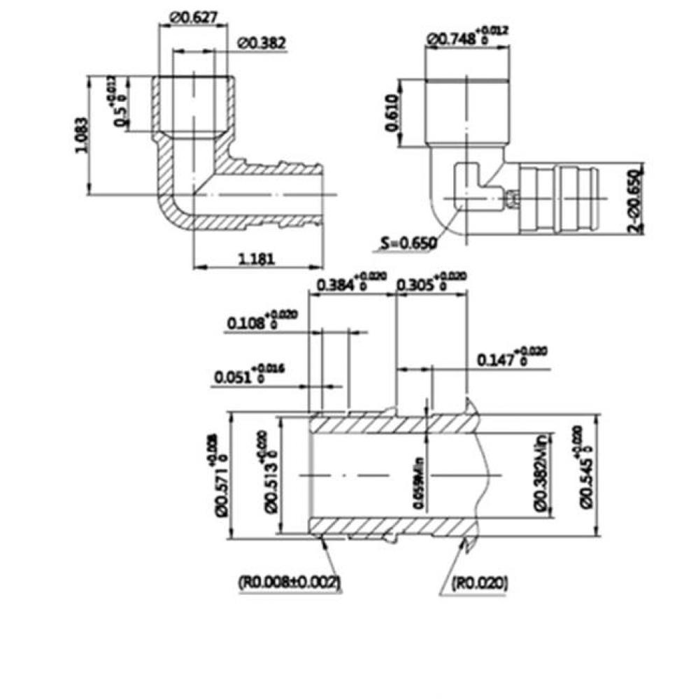 1/2'' Sweat X 1/2'' Lead Free F1960    Pex Elbow