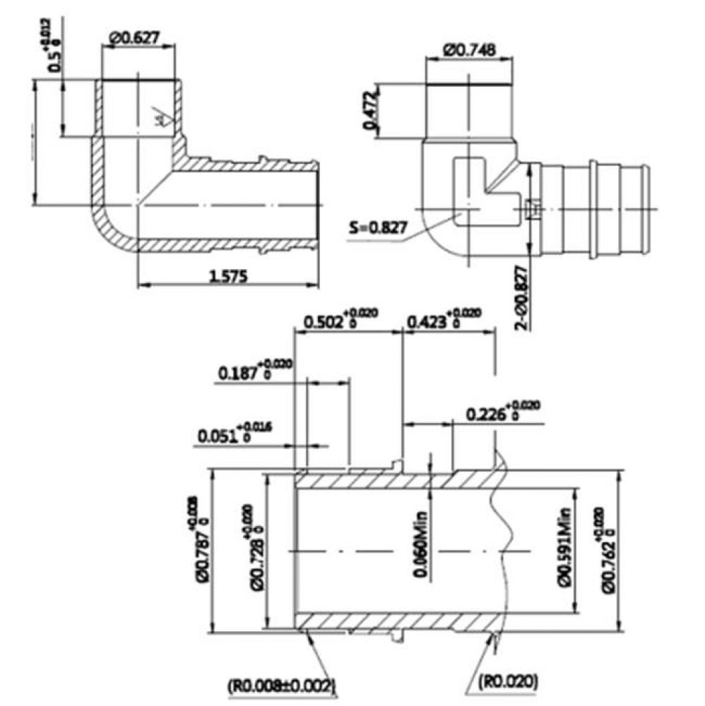 1/2'' Sweat X 3/4'' Lead Free F1960    Pex Elbow