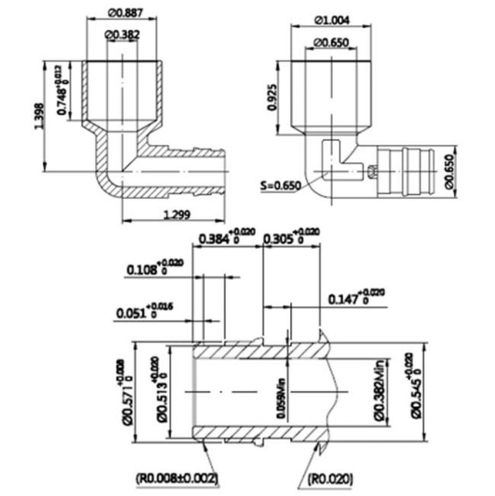 3/4'' Sweat X 1/2'' Lead Free F1960    Pex Elbow