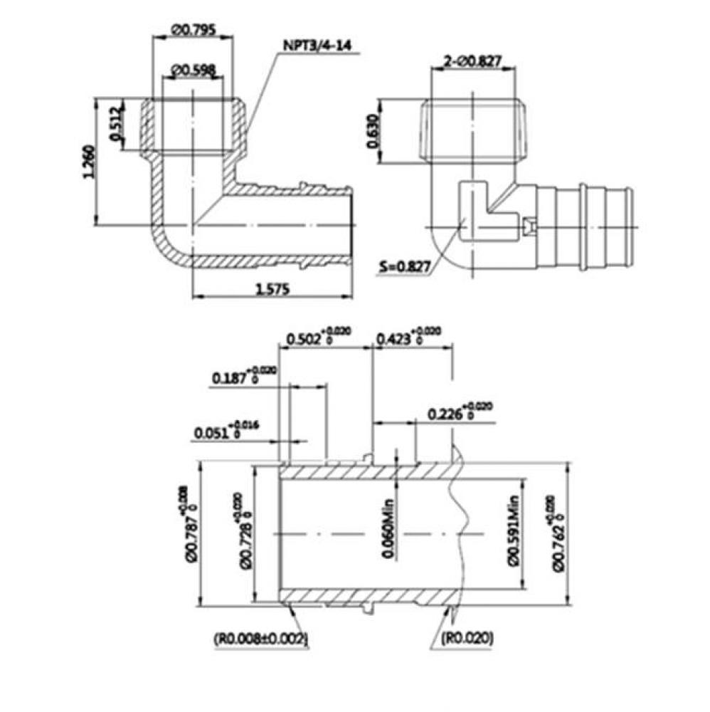 3/4'' Lead Free F1960 Pex X 3/4'' Ipt  Male Elbow