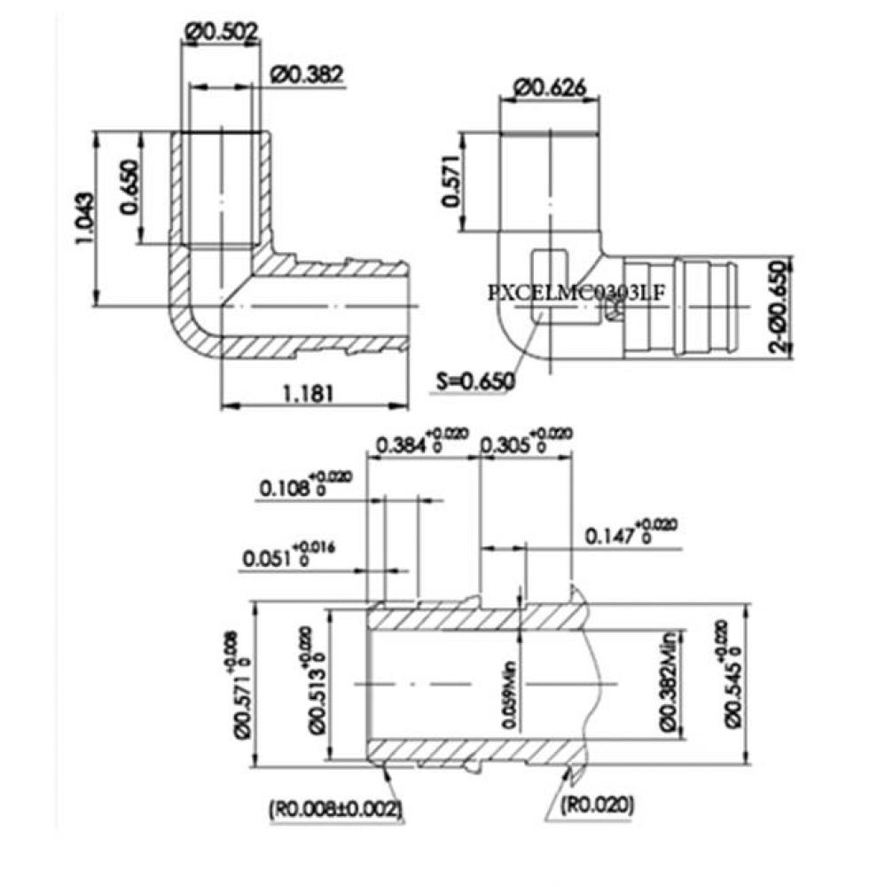 1/2'' Male Sweat (Street)X 1/2'' Lead  Free F1960 Pex Elbow