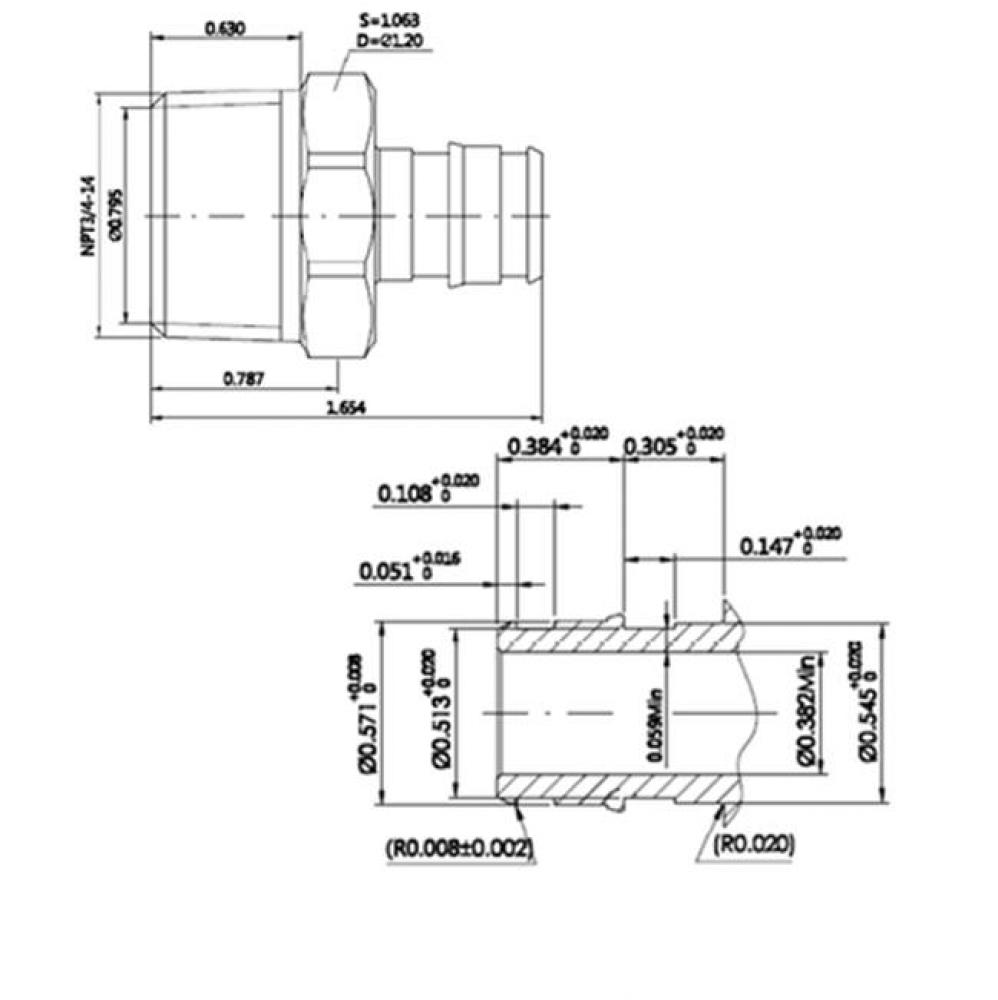 1/2'' Lead Free F1960 Pex X 3/4'' Ip   Male Adapter