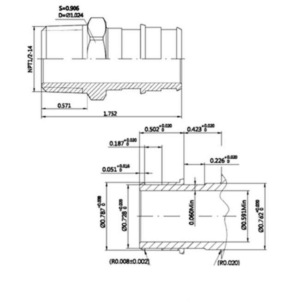 3/4'' Lead Free F1960 Pex X 1/2'' Ip   Male Adapter