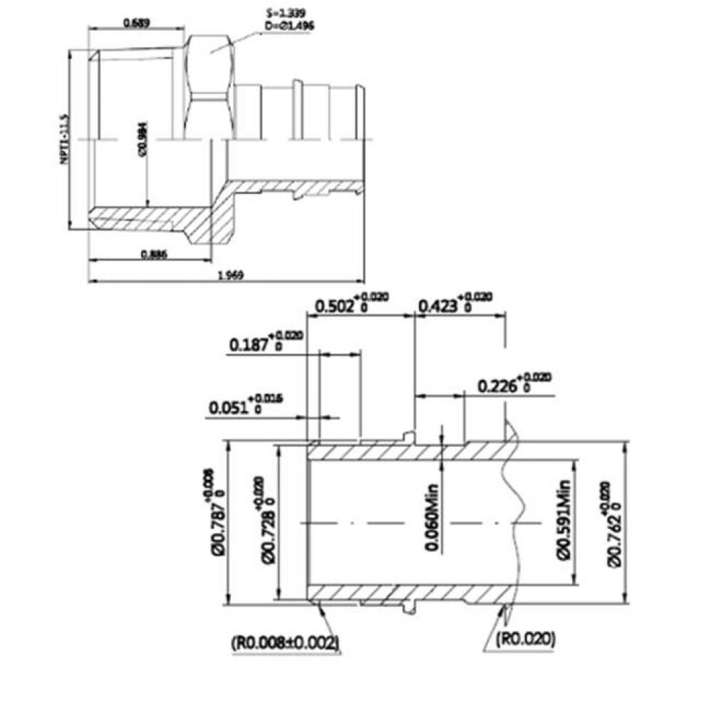 3/4'' Lead Free F1960 Pex X 1'' Ip     Male Adapter