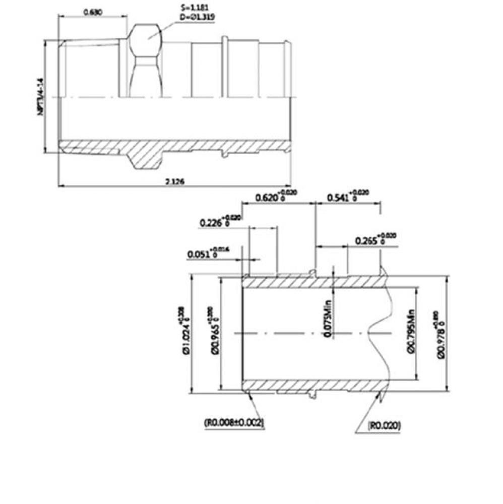 1'' Lead Free F1960 Pex X 3/4'' Ip     Male Adapter