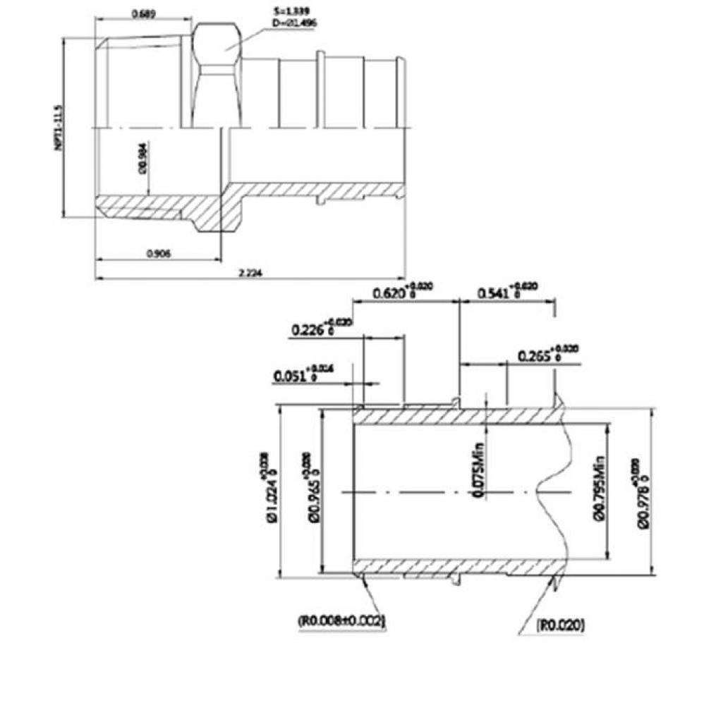 1'' Lead Free F1960 Pex X 1'' Ip Male  Adapter