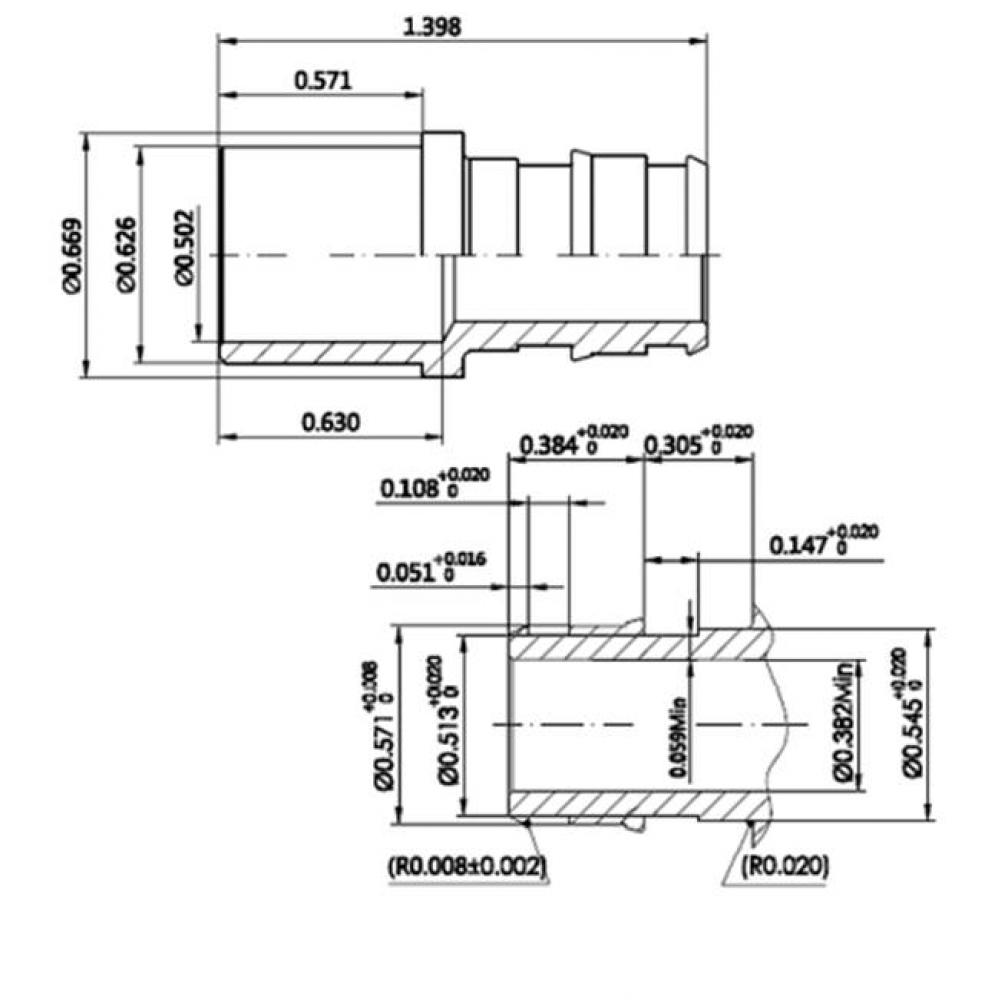 1/2'' Male Sweat X 1/2'' Lead Free     F1960 Pex Adapter