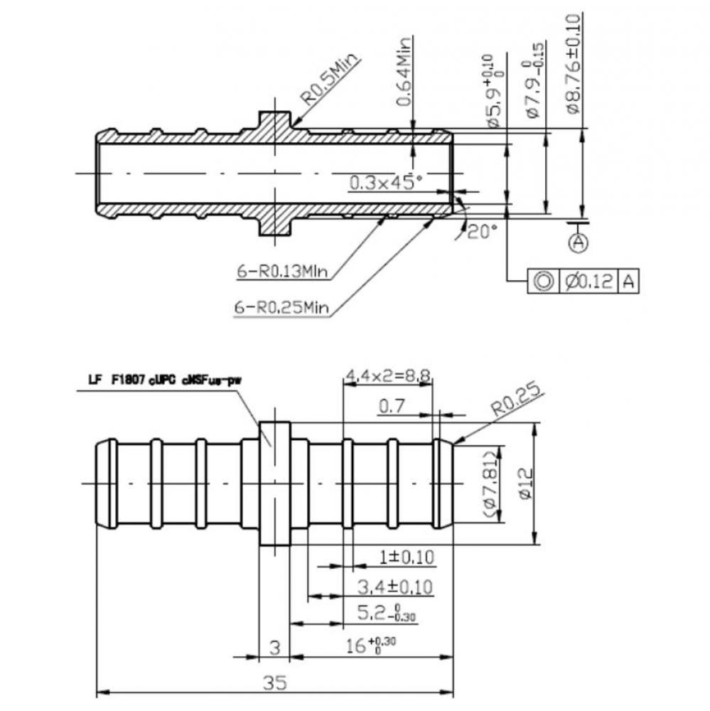 3/8'' Lead Free Pex Barb Coupling