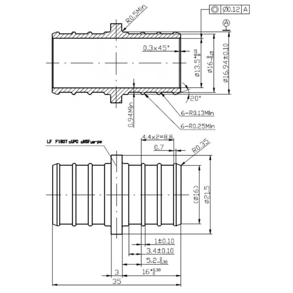 3/4'' Lead Free Pex Barb Coupling