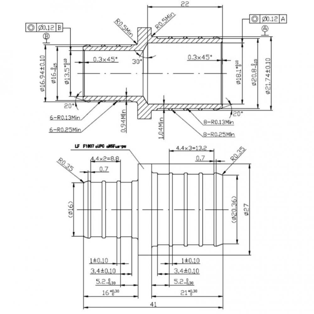 1'' X 3/4'' PEX BARB RED. COUPLING