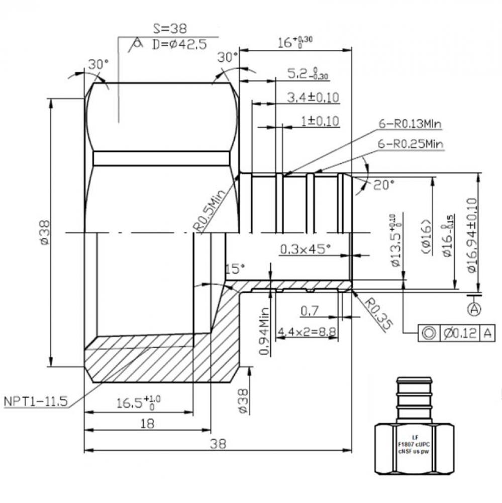 3/4'' Lead Free Pex Barb X 1'' Ip