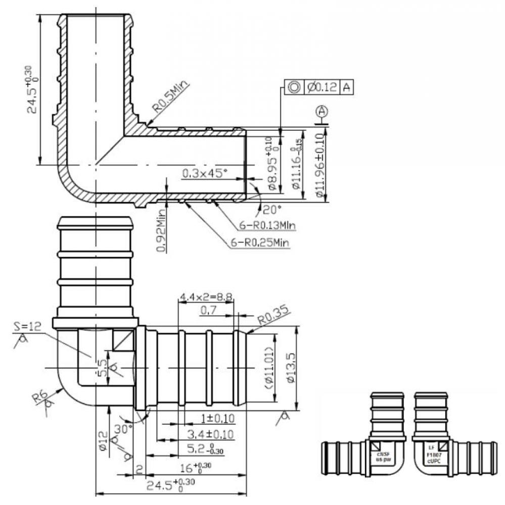 1/2'' PEX BARB ELBOW