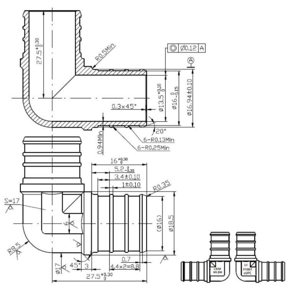 3/4'' PEX BARB ELBOW