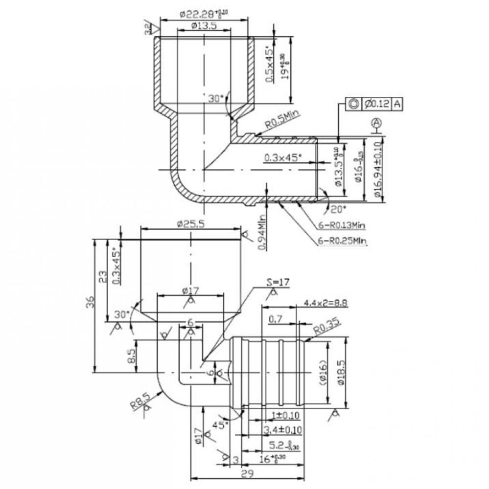 3/4'' SWEAT X 3/4'' PEX BARB ELBOW