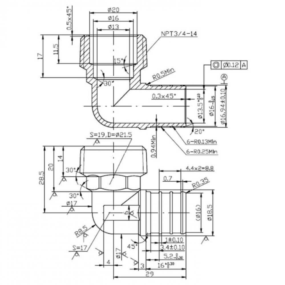 3/4'' PEX BARB X 3/4'' IPT MALE ELBOW