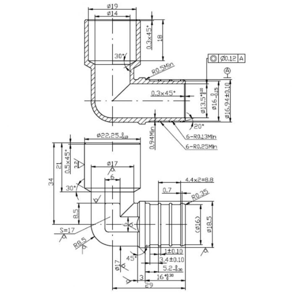 3/4'' MALE SWEAT (street)X 3/4'' LEAD FEEE PEX BARB ELBOW